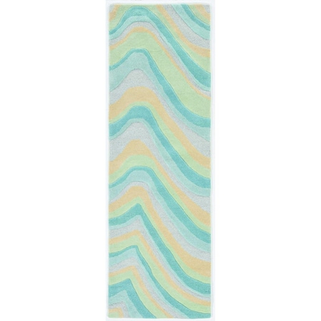 Homeroots 2 ft. 3 in. x 7 ft. 6 in. Runner Wool Ocean Area Rug 354087